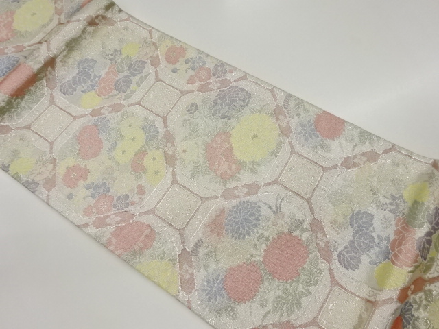 蜀江に花々模様織出し袋帯